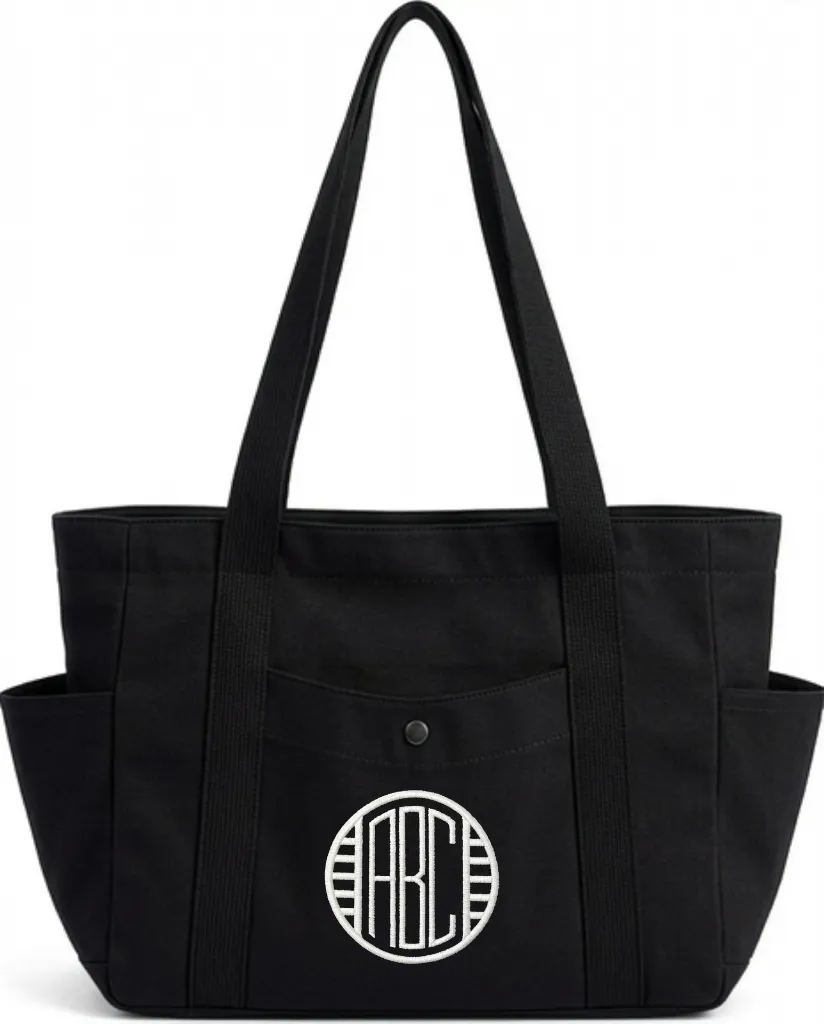 Empty Bag - Front - Black - Circle Stripes Mono 1.webp