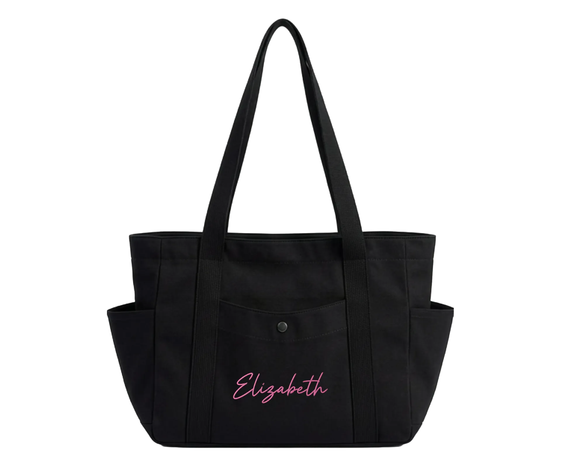 Exterior Pocket Tote - Black - Name (No)