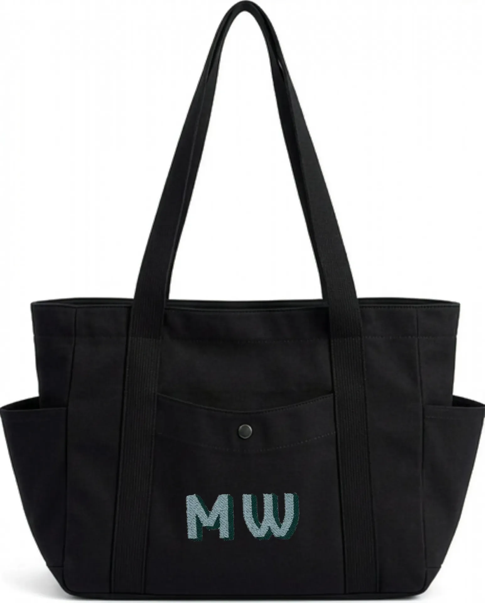 Exterior Pocket Tote - Black - Two-Tone Monogram